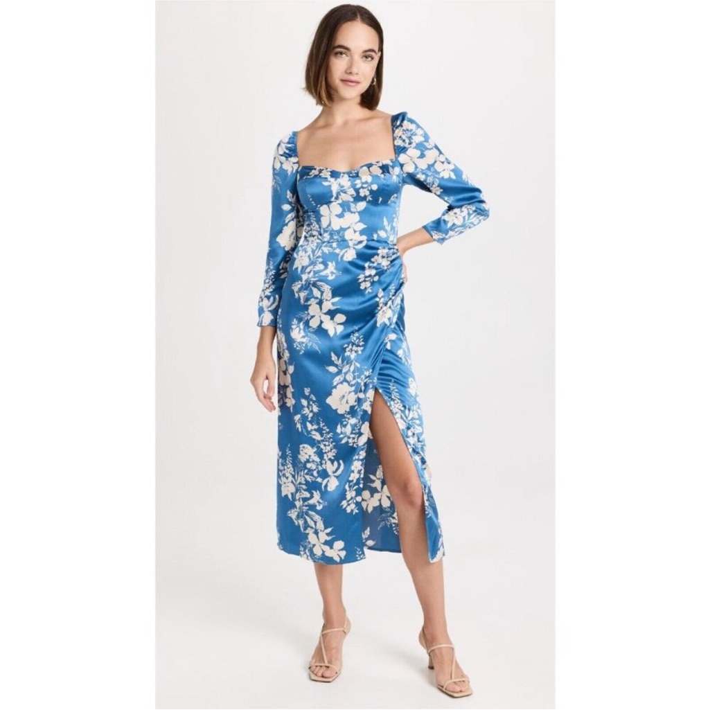 Reformation Gloriana Blue Floral Dress Nwt